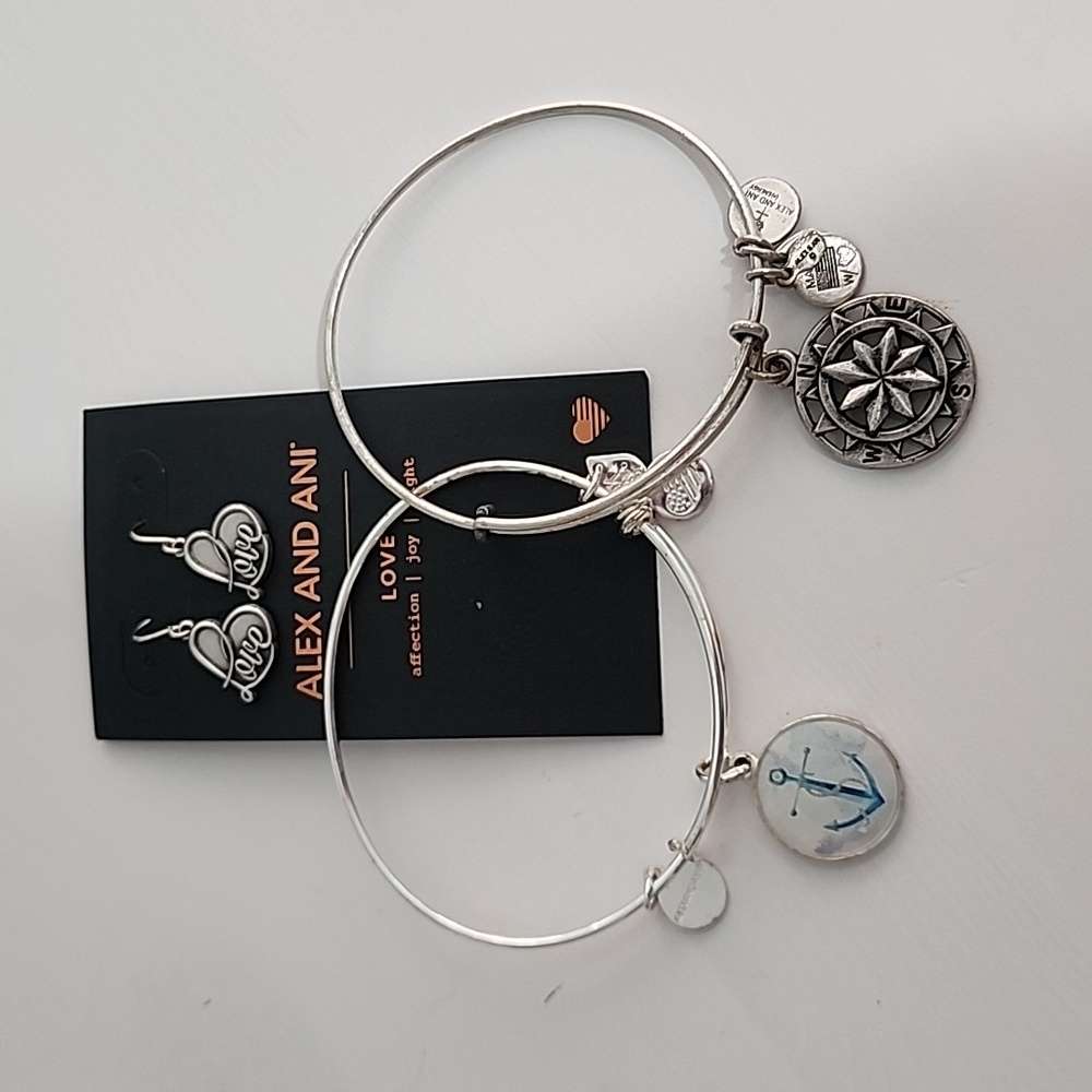 Alex and Ani bracelet and earrings
